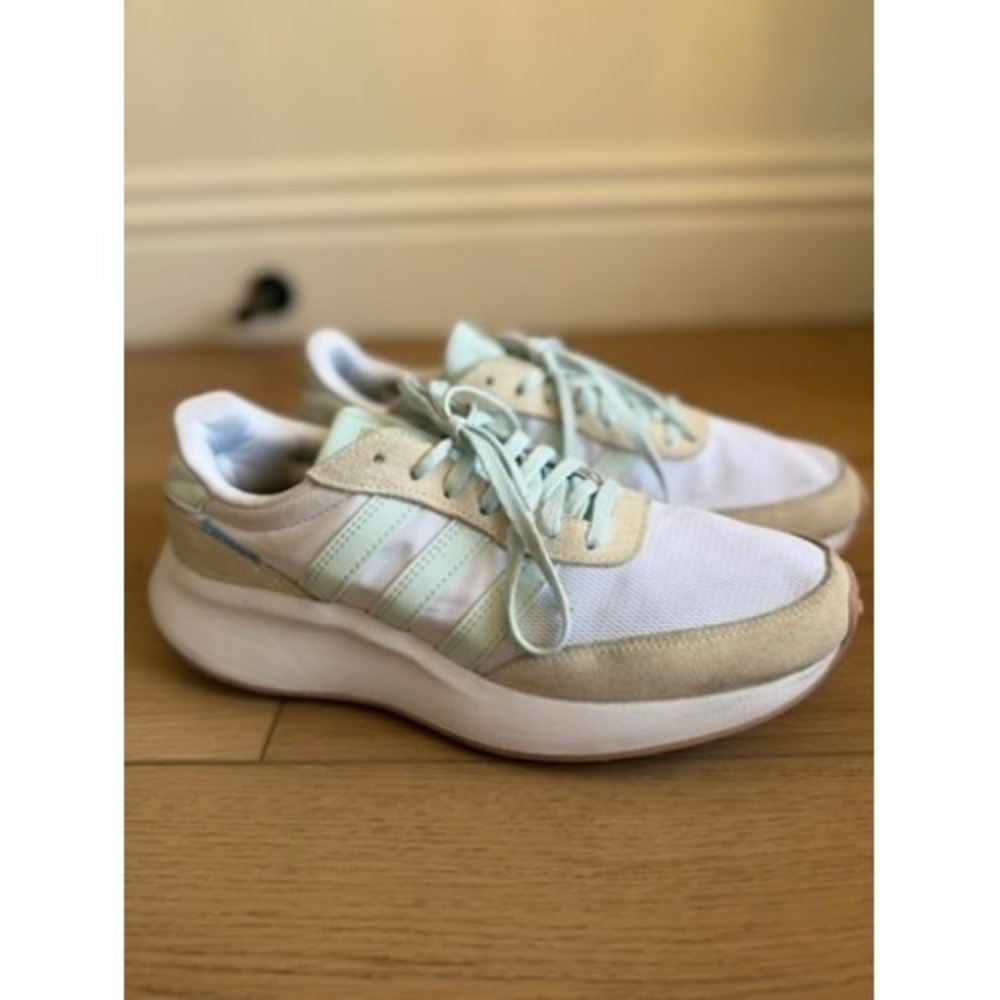 Adidas Run 60s 3.0 Sneakers White Mint Green Suede Mesh Retro Running Shoes